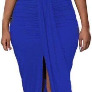 Women's 2 Piece Skirt Set Maxi Dress High Waist Slit Sleeveless Bodycon